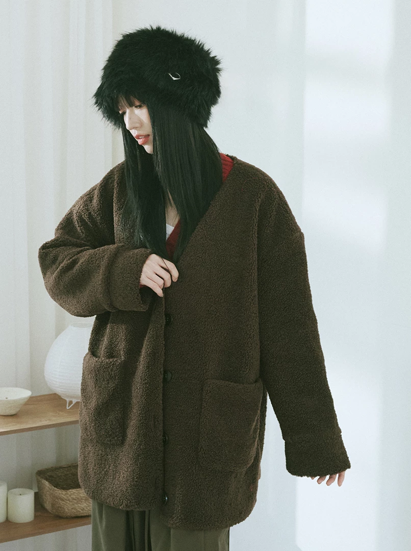 顆粒感毛絨外套