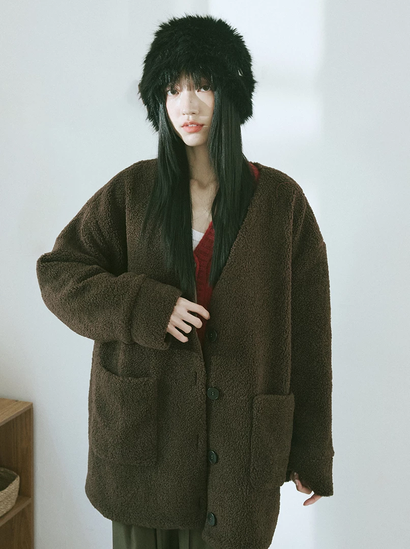 顆粒感毛絨外套