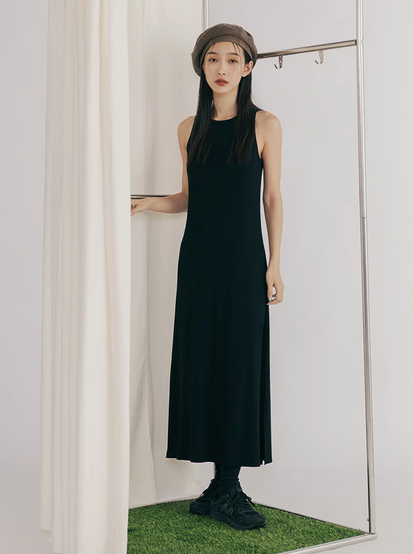 素面削肩bra長洋