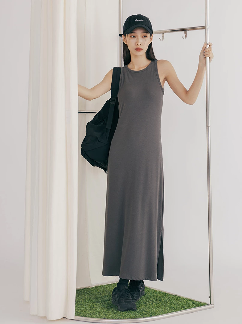 素面削肩bra長洋