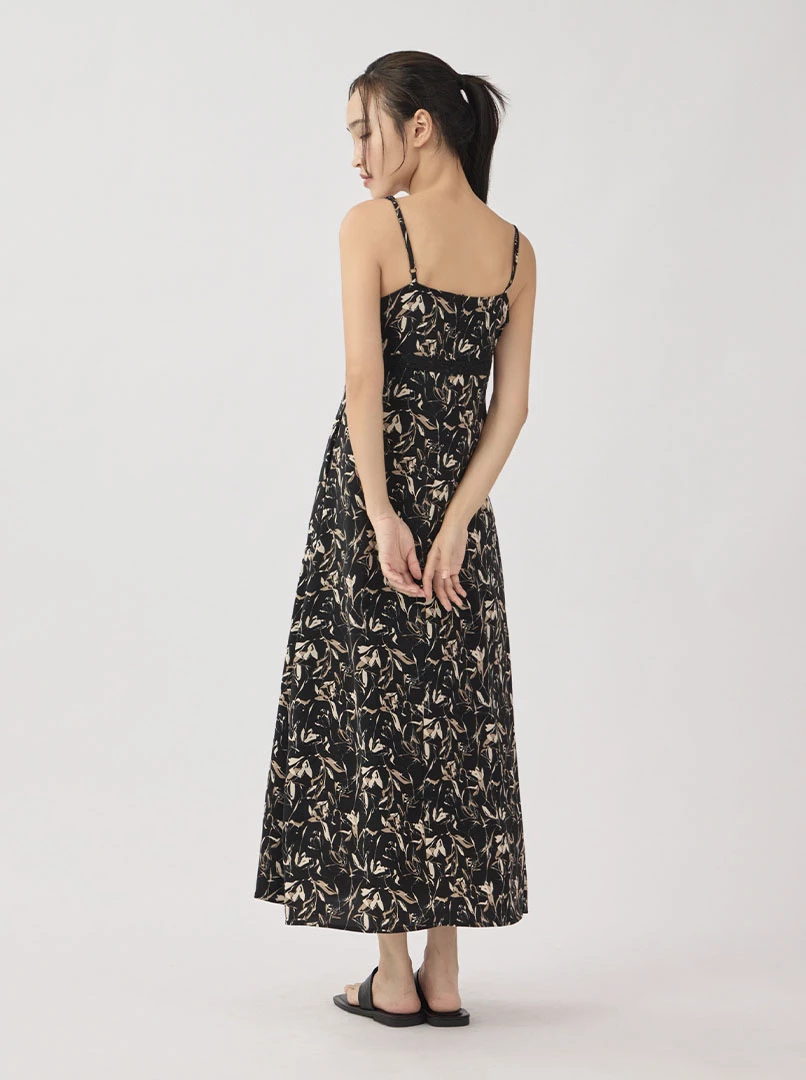 蕾絲印花細肩長洋