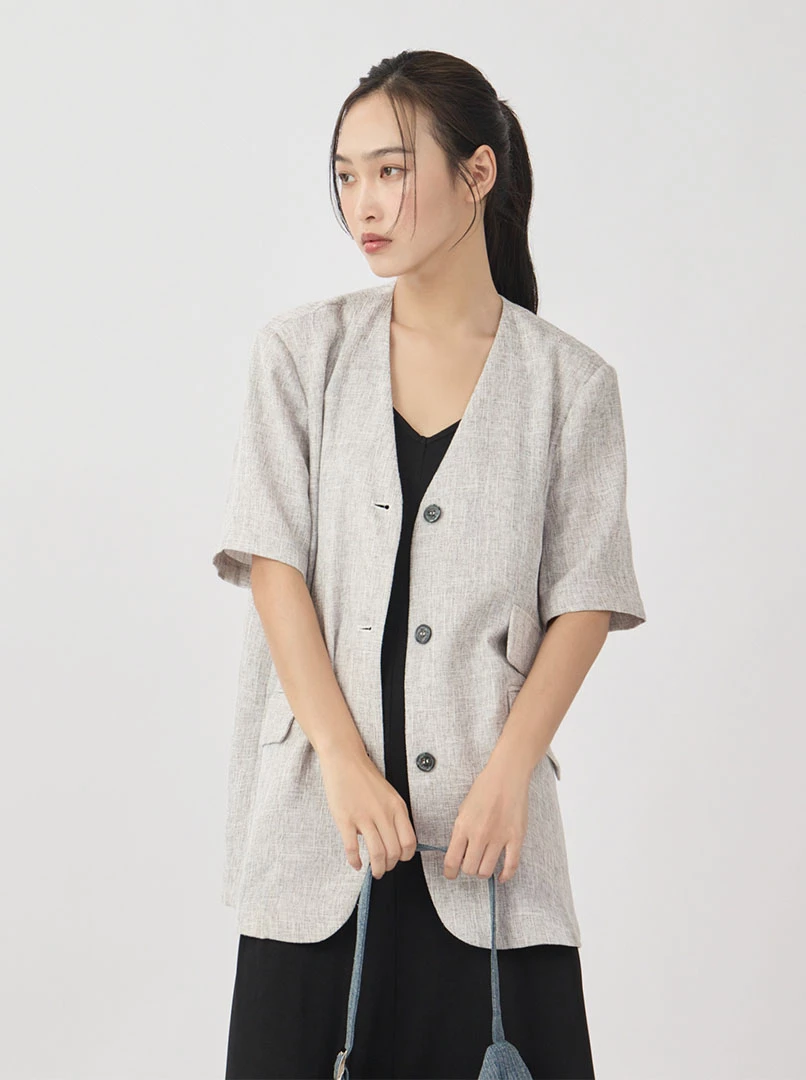 V領修身針織長洋