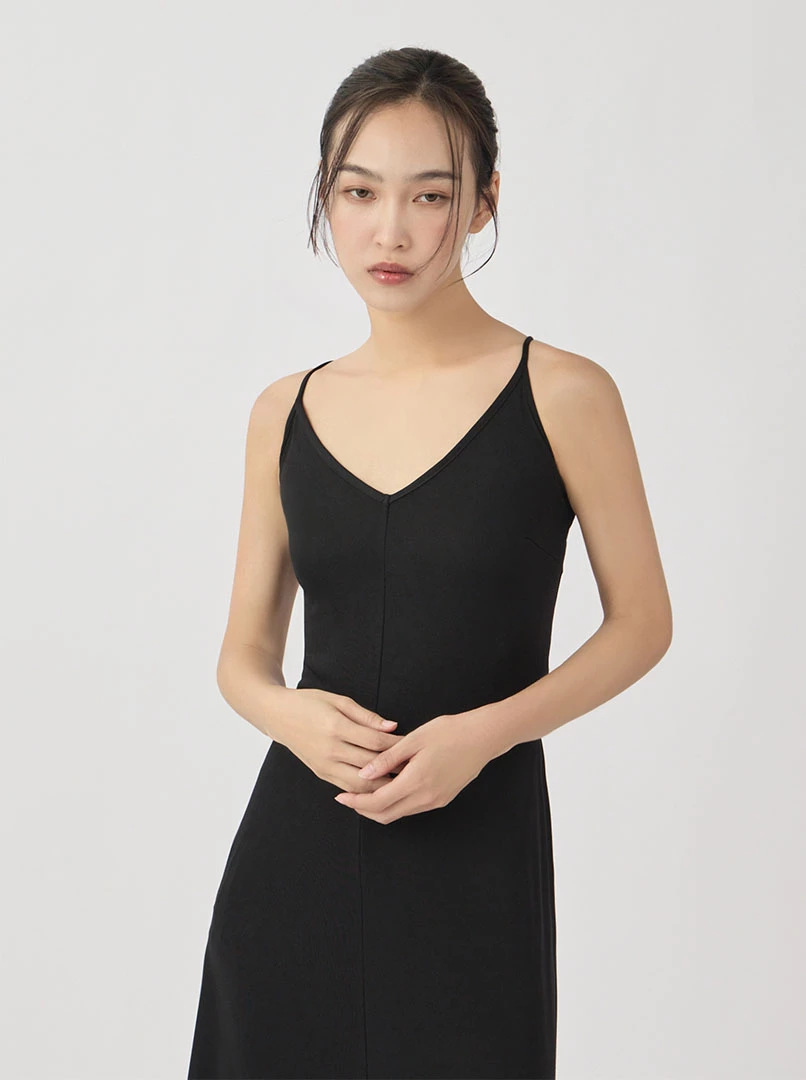 V領修身針織長洋