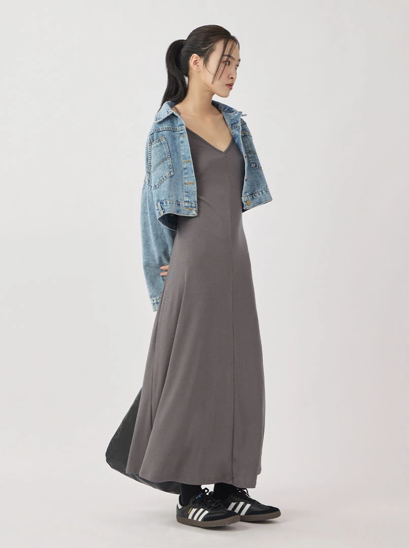 V領修身針織長洋