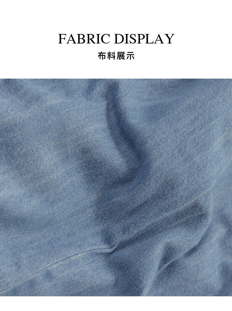 V領露背牛仔長洋