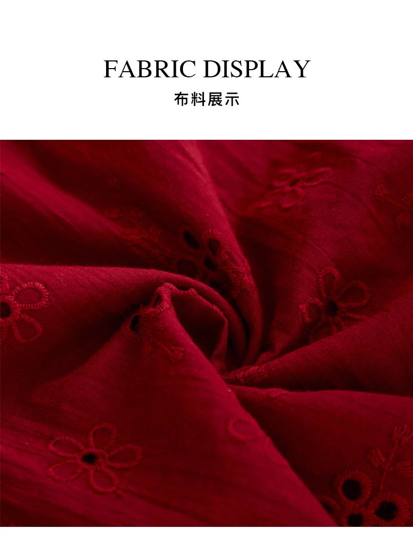 雕花V領抓皺洋
