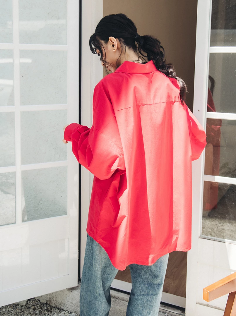 OV單口袋襯衫-紅