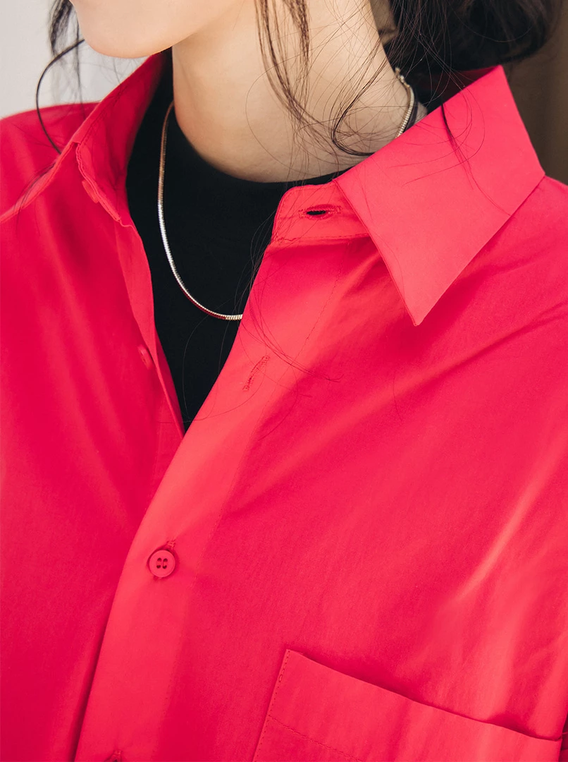 OV單口袋襯衫-紅