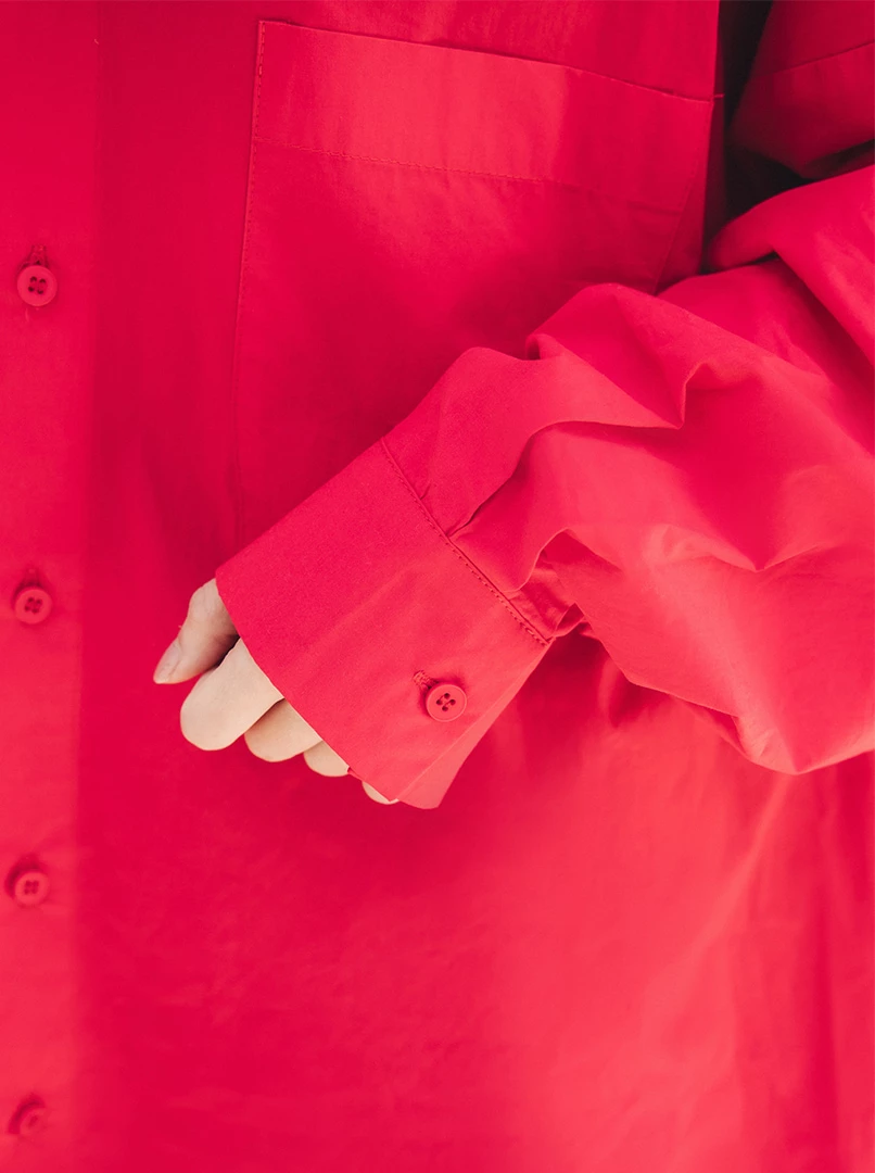 OV單口袋襯衫-紅
