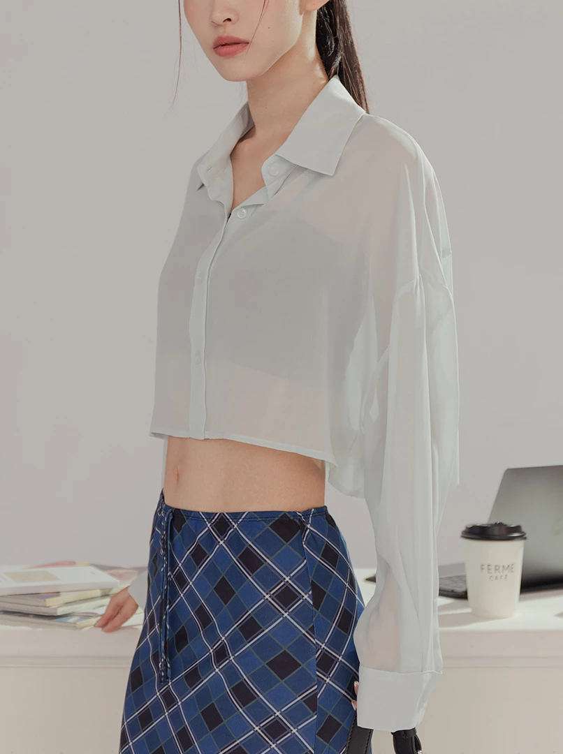 透膚短版襯衫
