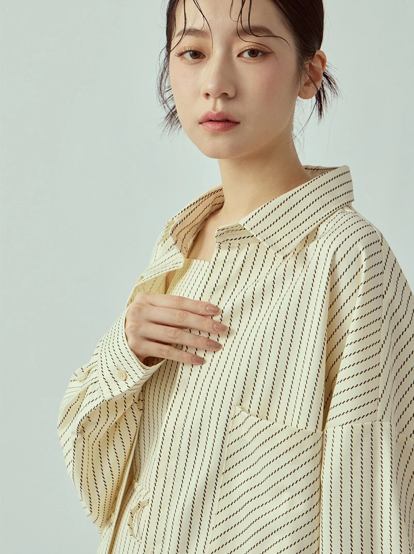 條紋質感OV襯衫