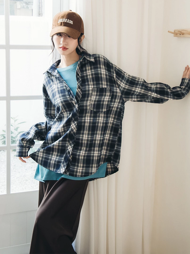 復古慵懶格子襯衫