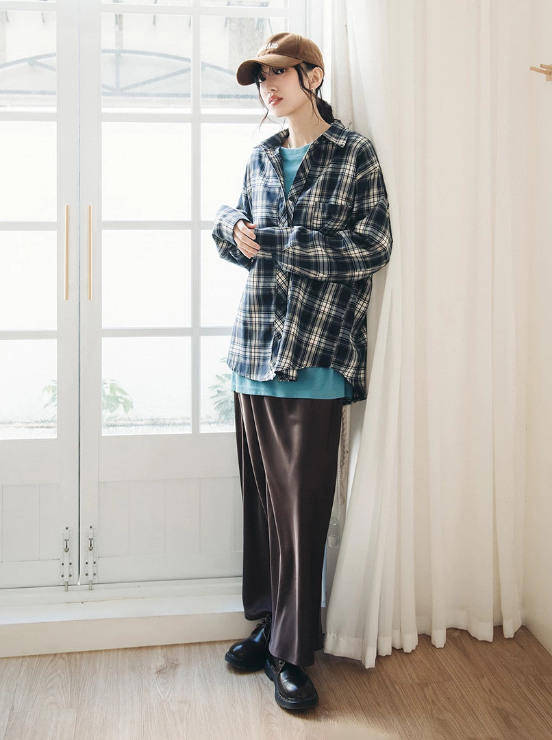 復古慵懶格子襯衫