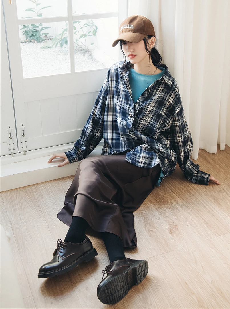 復古慵懶格子襯衫