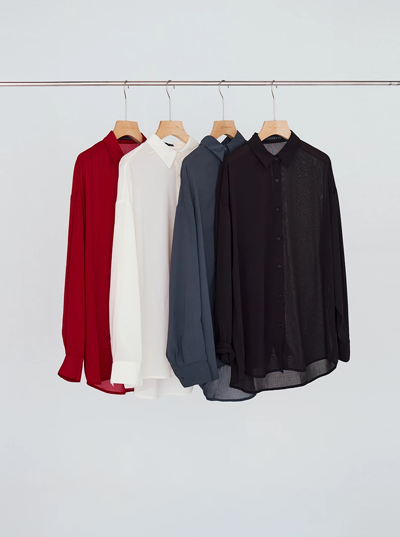 極簡透膚百搭襯衫