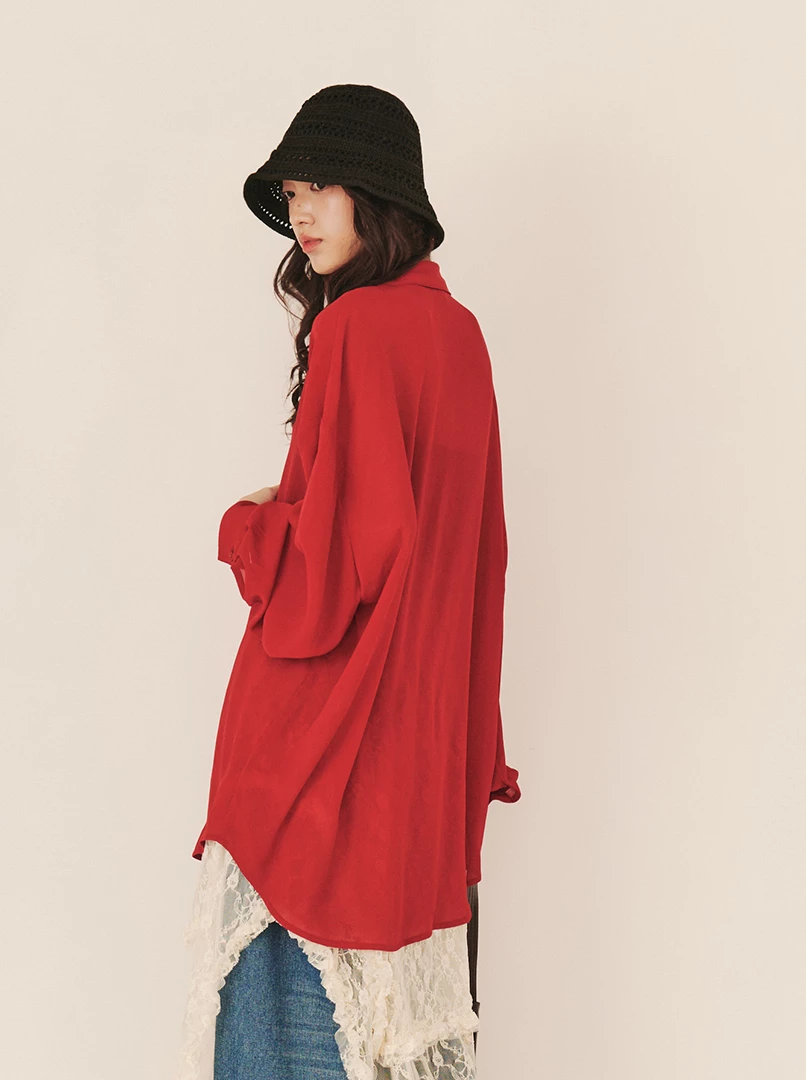 極簡透膚百搭襯衫