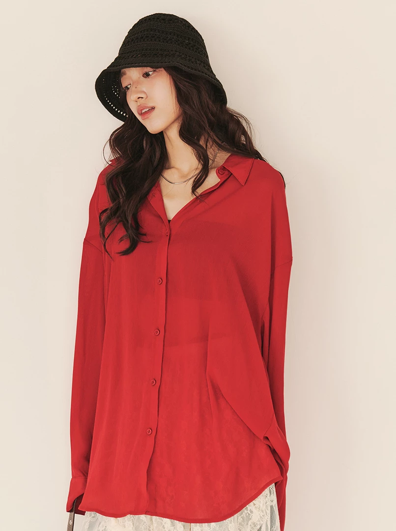 極簡透膚百搭襯衫