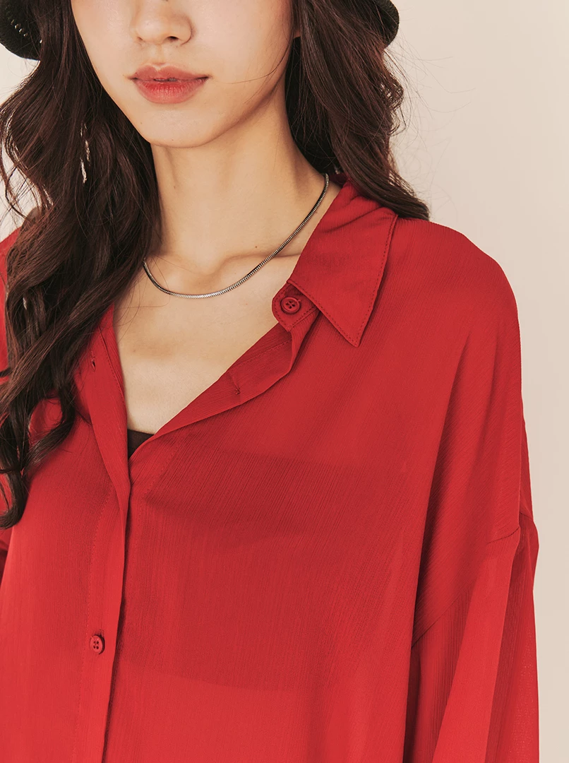 極簡透膚百搭襯衫