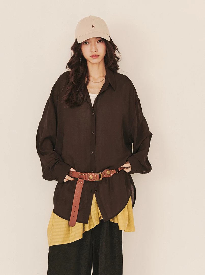 極簡透膚百搭襯衫