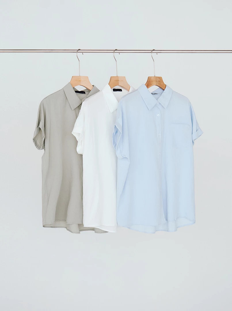 純色百搭顯瘦短袖襯衫