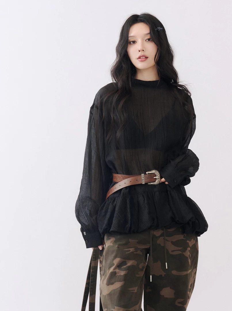 下擺澎澎花苞襯衫