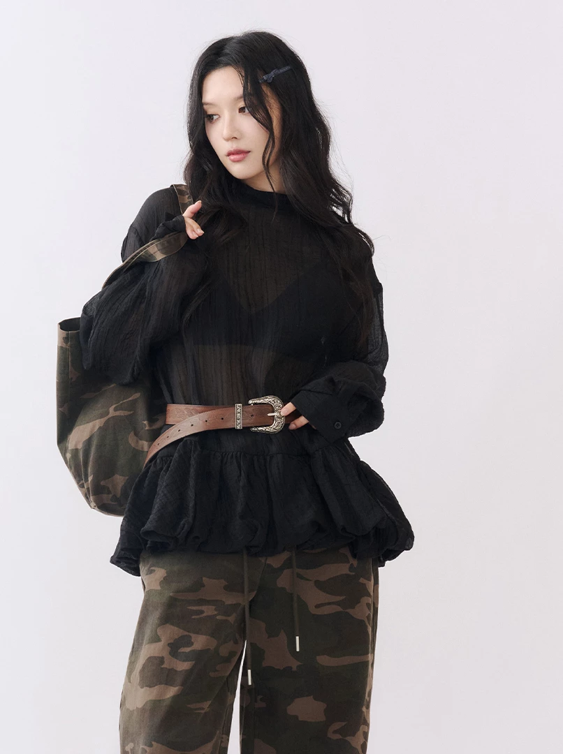 下擺澎澎花苞襯衫