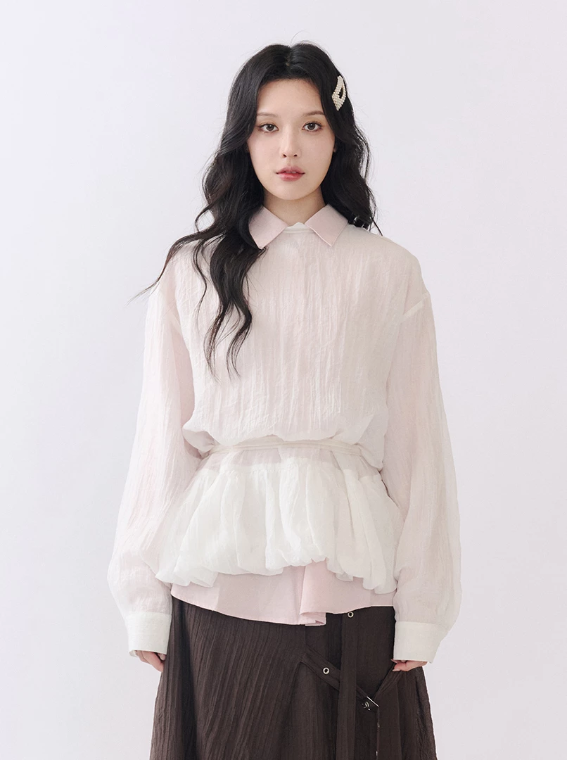 下擺澎澎花苞襯衫