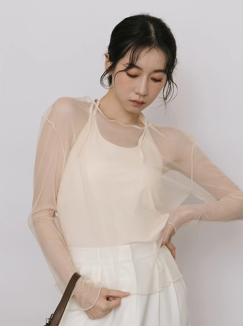 兩件式透紗綁帶Bra top