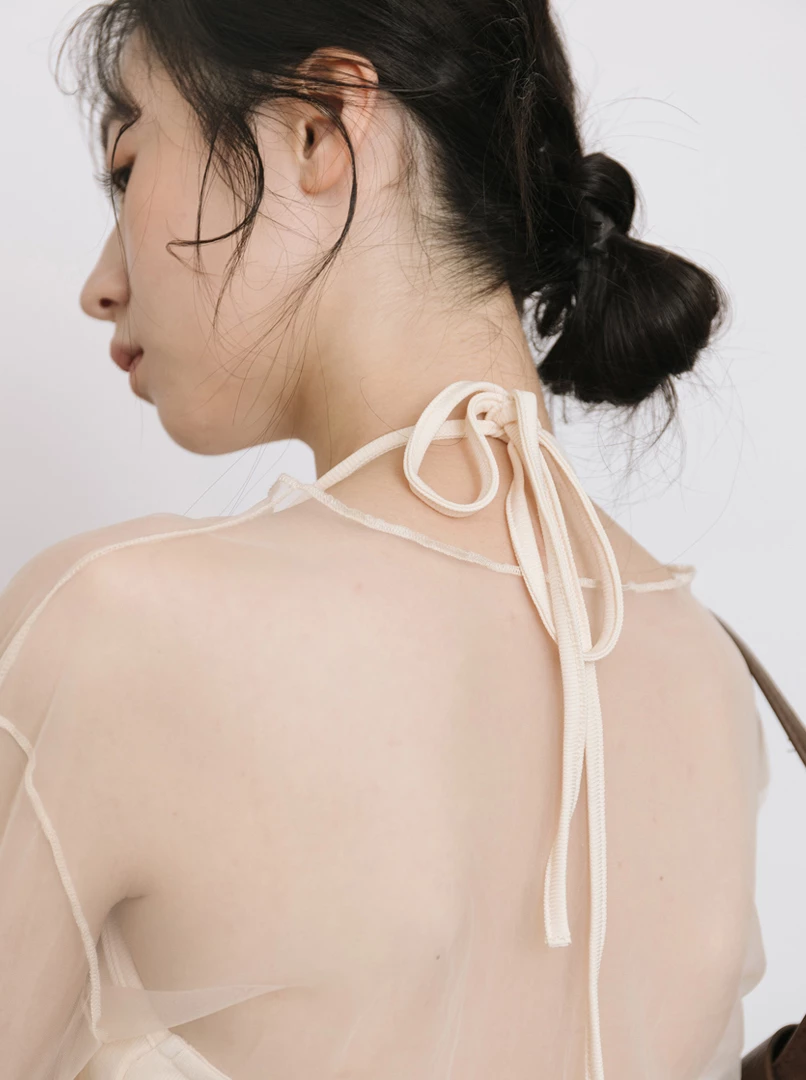 兩件式透紗綁帶Bra top
