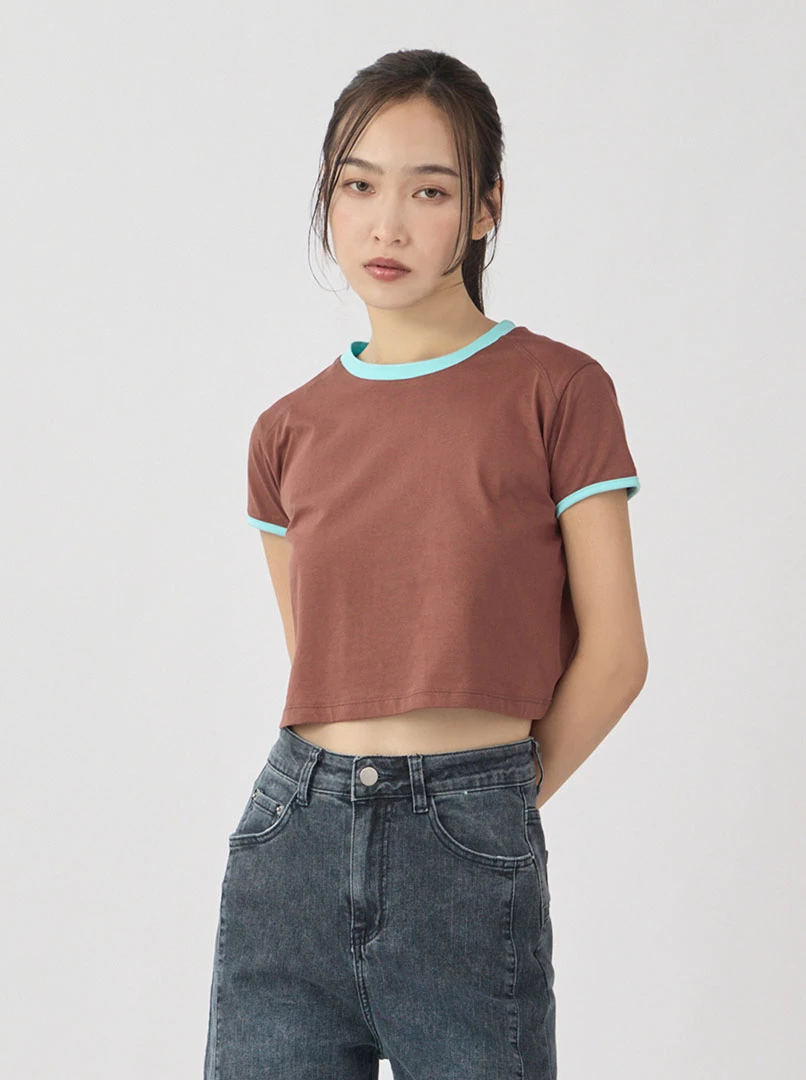 百搭撞色素T'