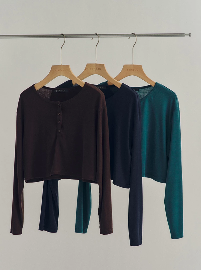 寬鬆圓領坑條上衣