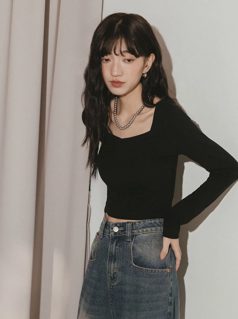 方領親膚修身上衣