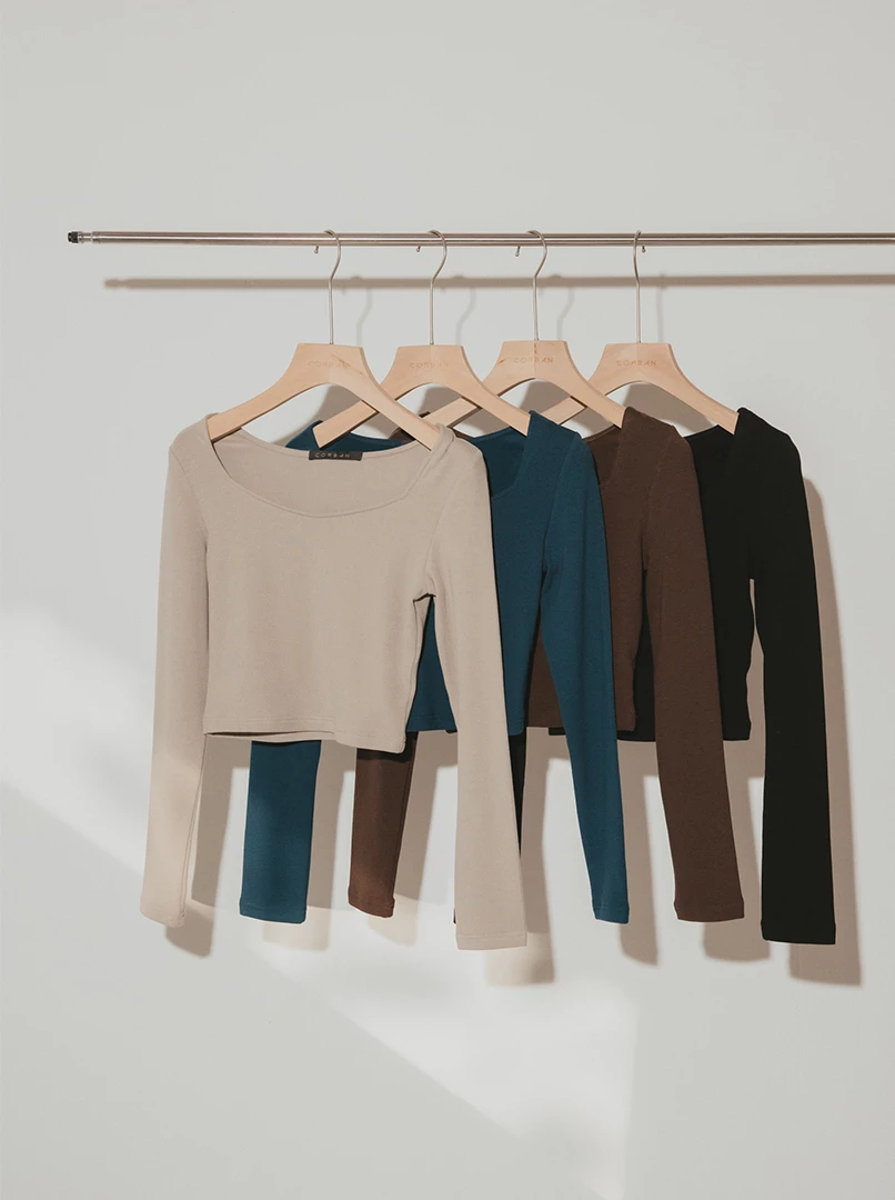 方領親膚修身上衣