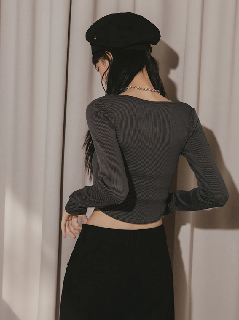 圓領羅紋雙拉鍊上衣