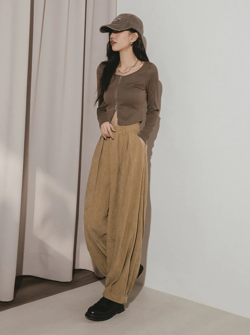 圓領羅紋雙拉鍊上衣