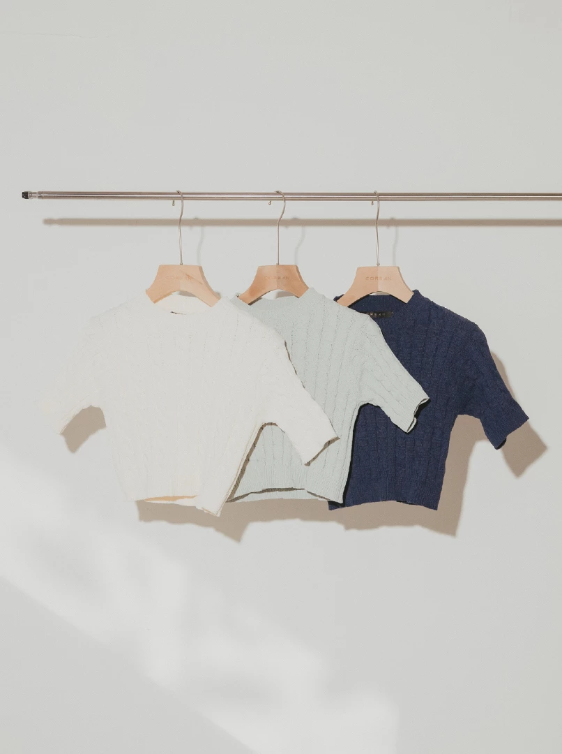 麻花針織短袖上衣