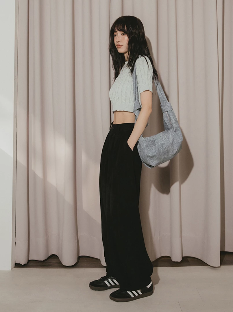 麻花針織短袖上衣