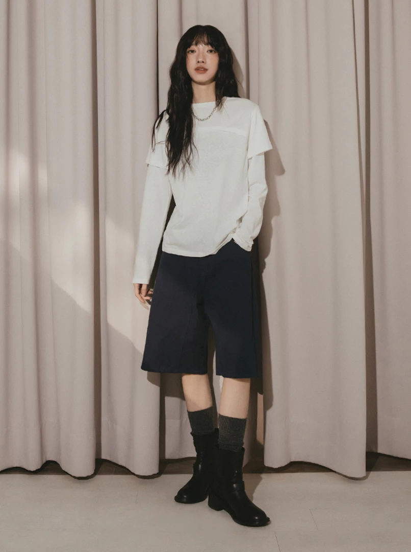 假兩件疊層設計上衣