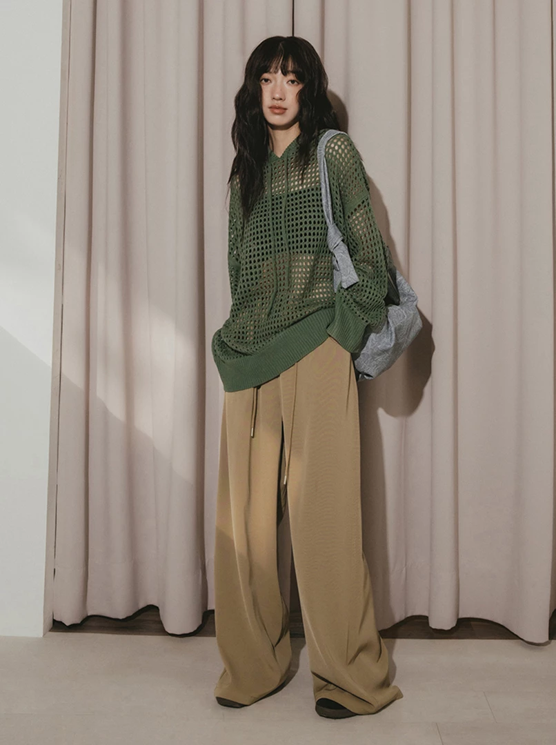 洞洞針織OV連帽上衣