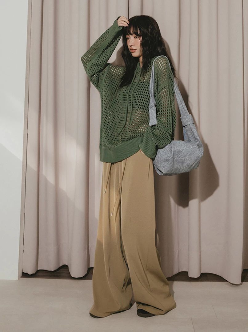 洞洞針織OV連帽上衣