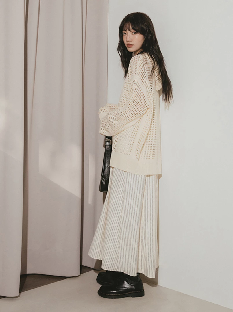 洞洞針織OV連帽上衣