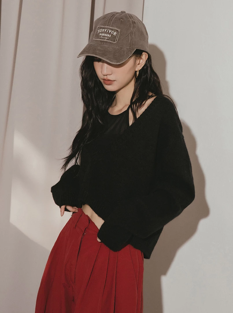 寬鬆短版兩件套上衣