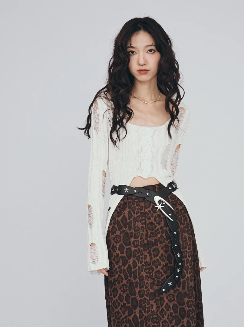 縷空修身針織上衣