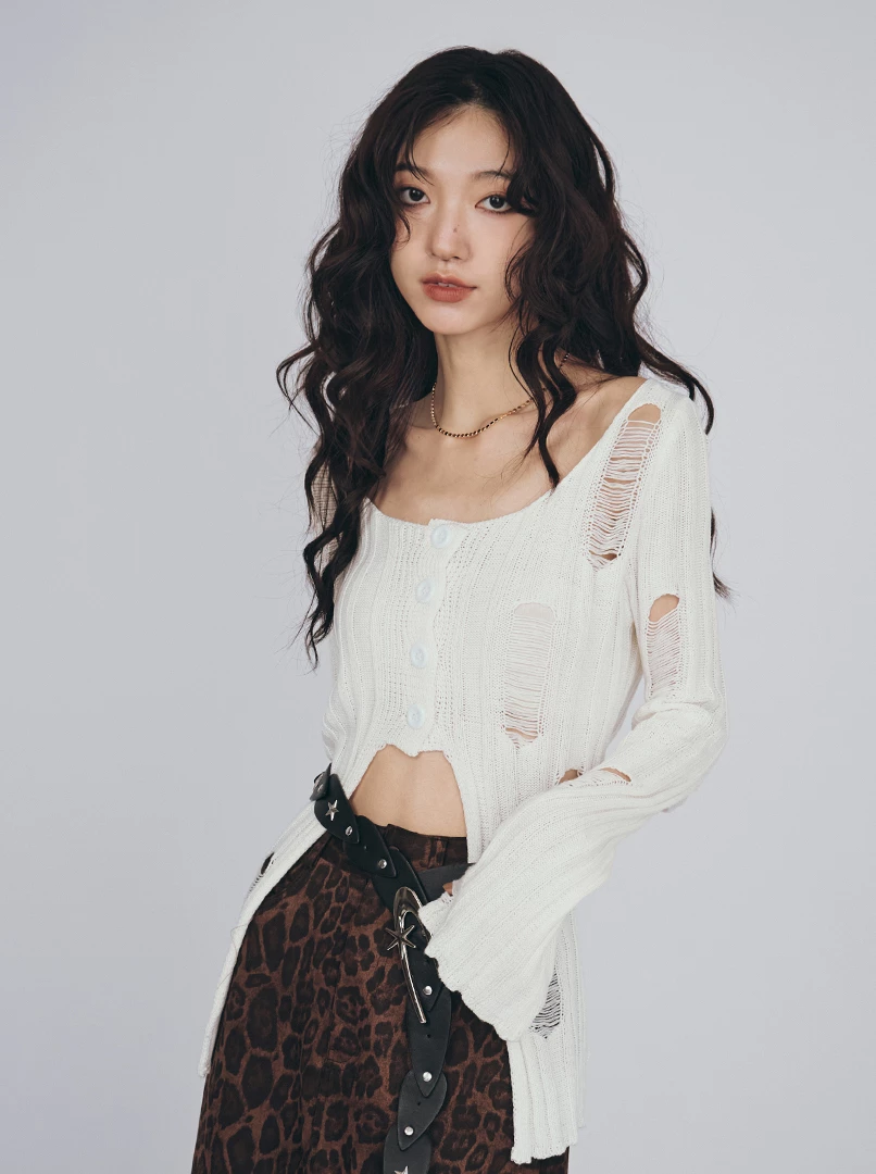 縷空修身針織上衣