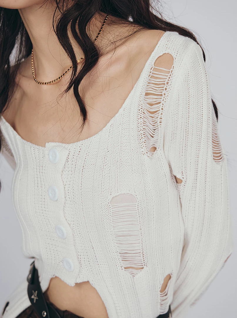 縷空修身針織上衣
