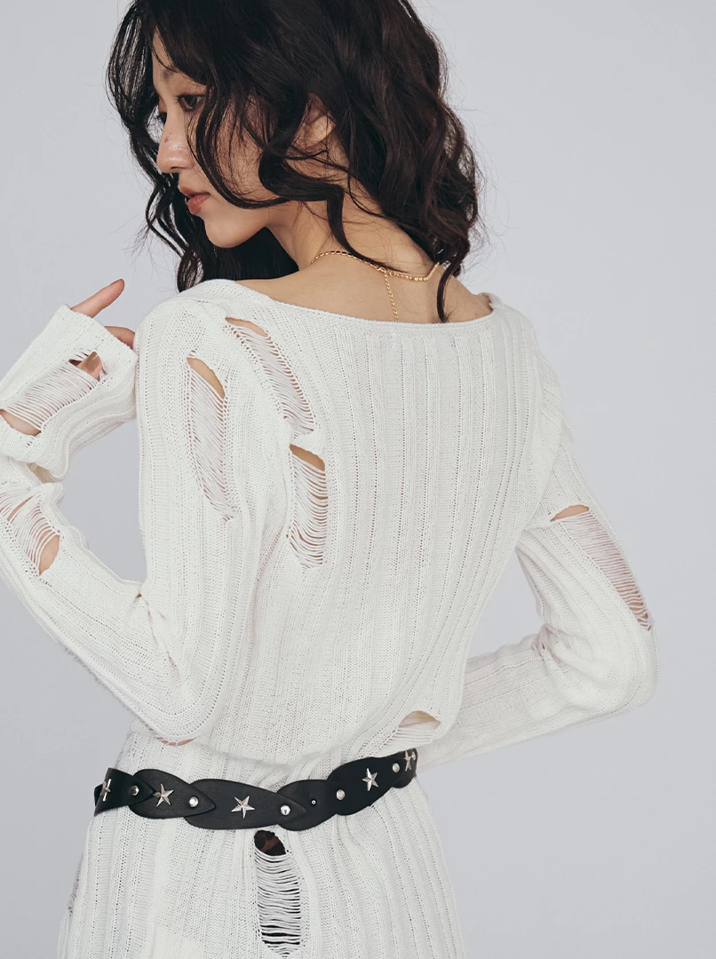 縷空修身針織上衣