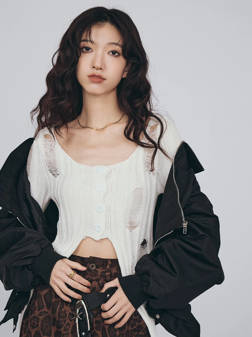 縷空修身針織上衣