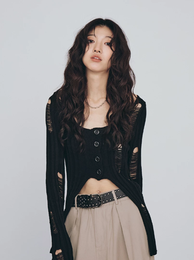 縷空修身針織上衣