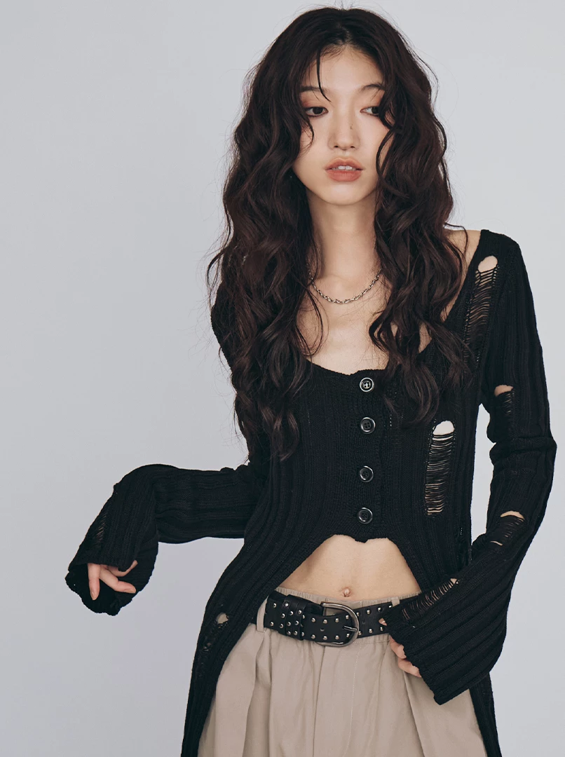 縷空修身針織上衣