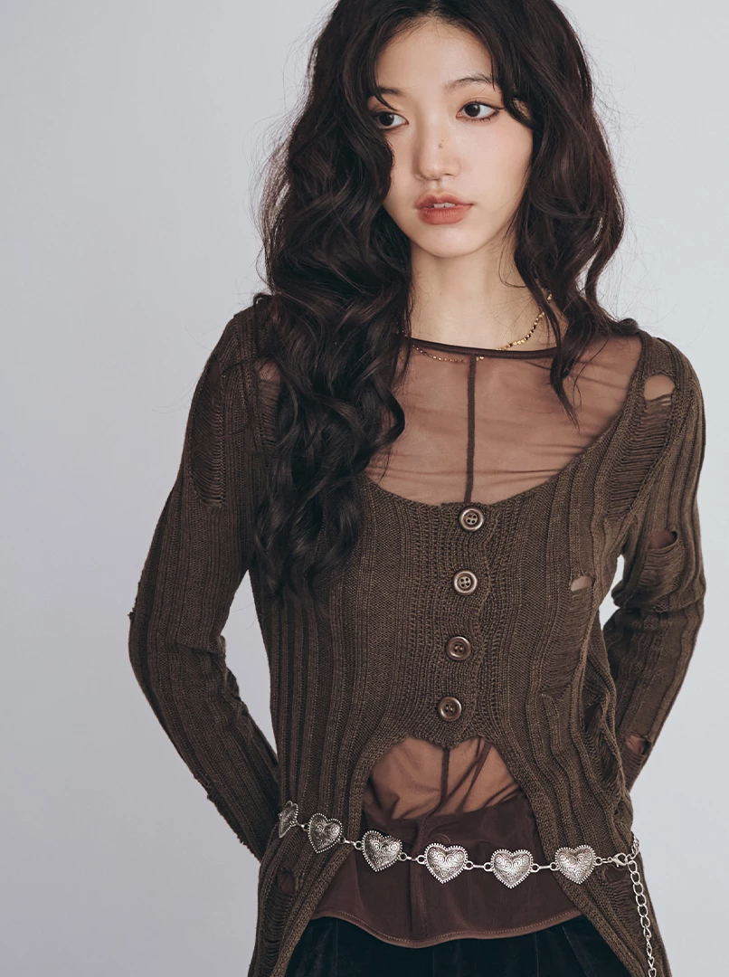 縷空修身針織上衣